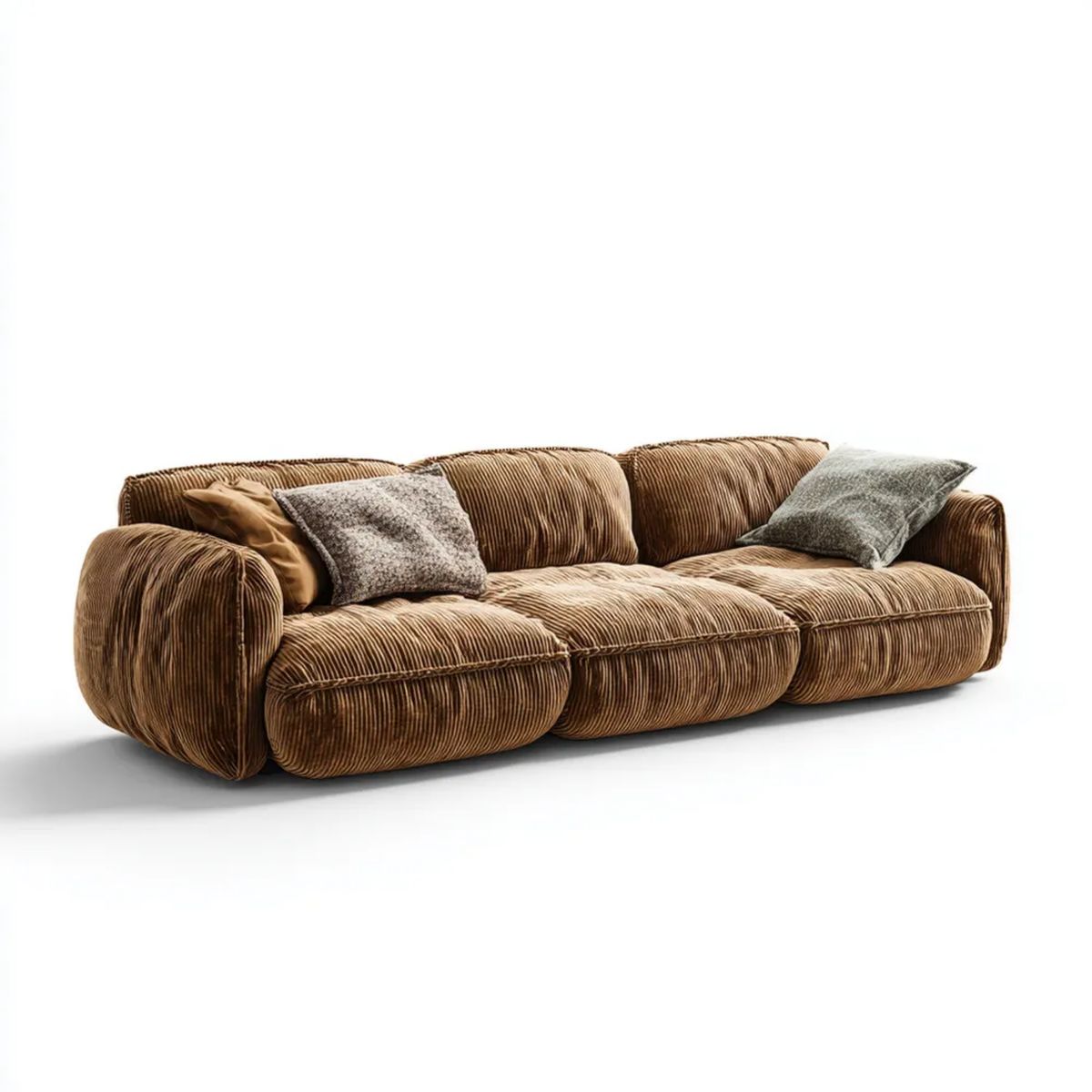 Sofa 3-osobowa brązowa ze sztruksu 240 x 100 x 78 cm