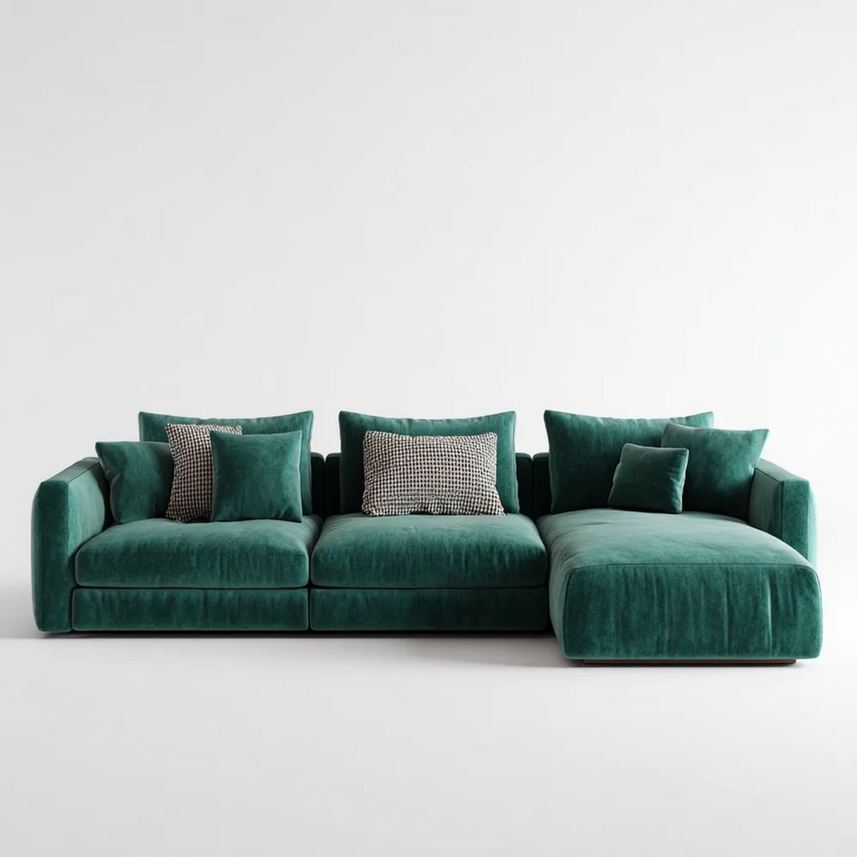 Prawostronna sofa narożna z szezlongiem z poliestru, zielona/czarna, 300 x 170 x 82 cm, kształt L