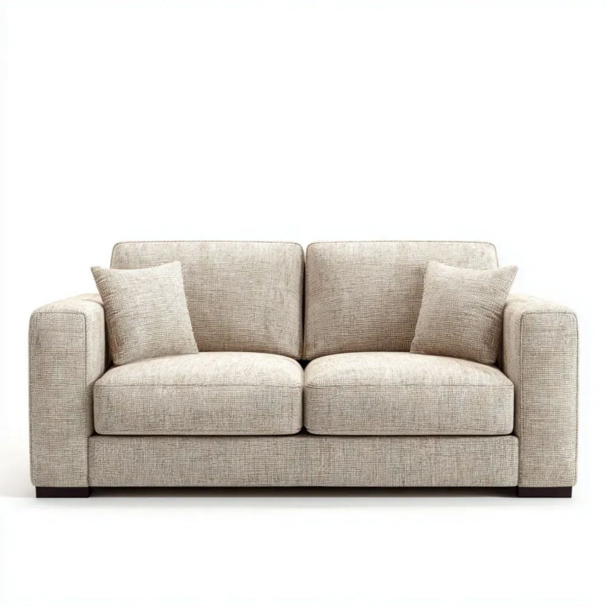 Beżowa sofa dwuosobowa z tapicerką poliestrową, 160 × 90 × 85 cm