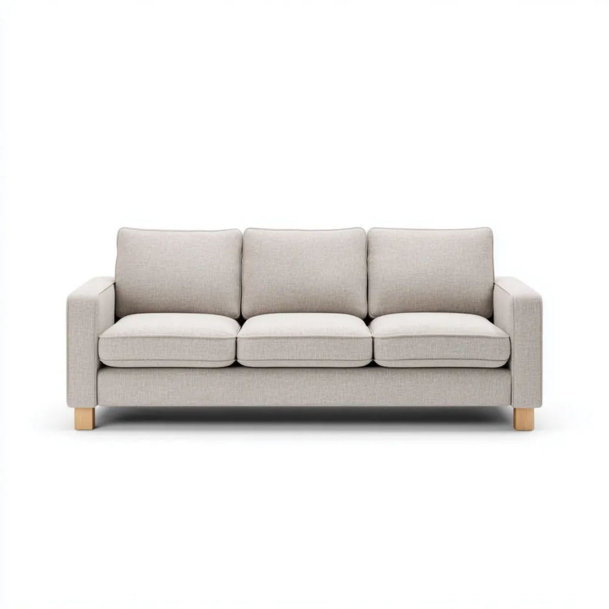 Trzyosobowa sofa beżowa z tapicerką poliestrową 210 × 90 × 85 cm
