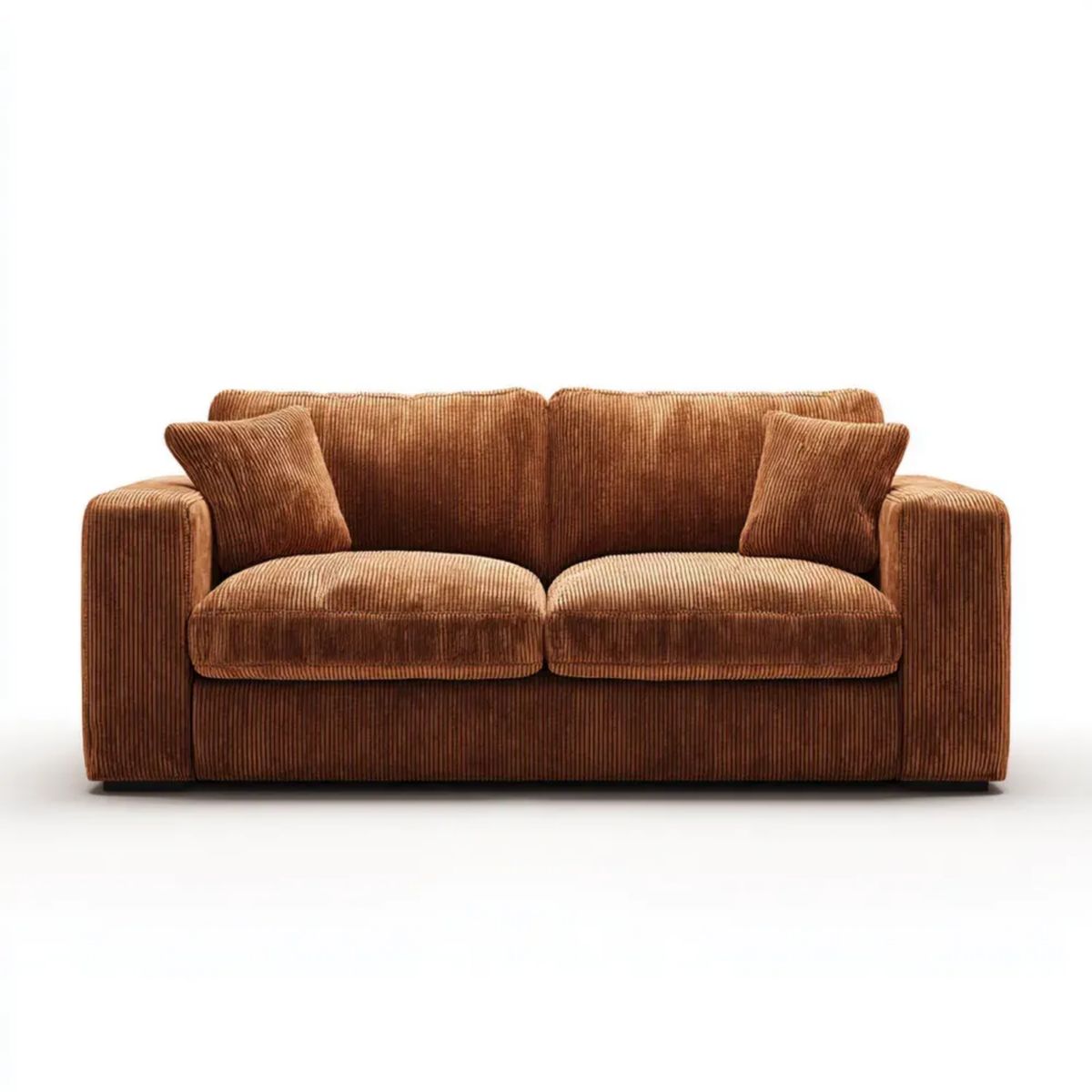 Brązowa dwuosobowa sofa ze sztruksu poliestrowego 180 x 90 x 85 cm