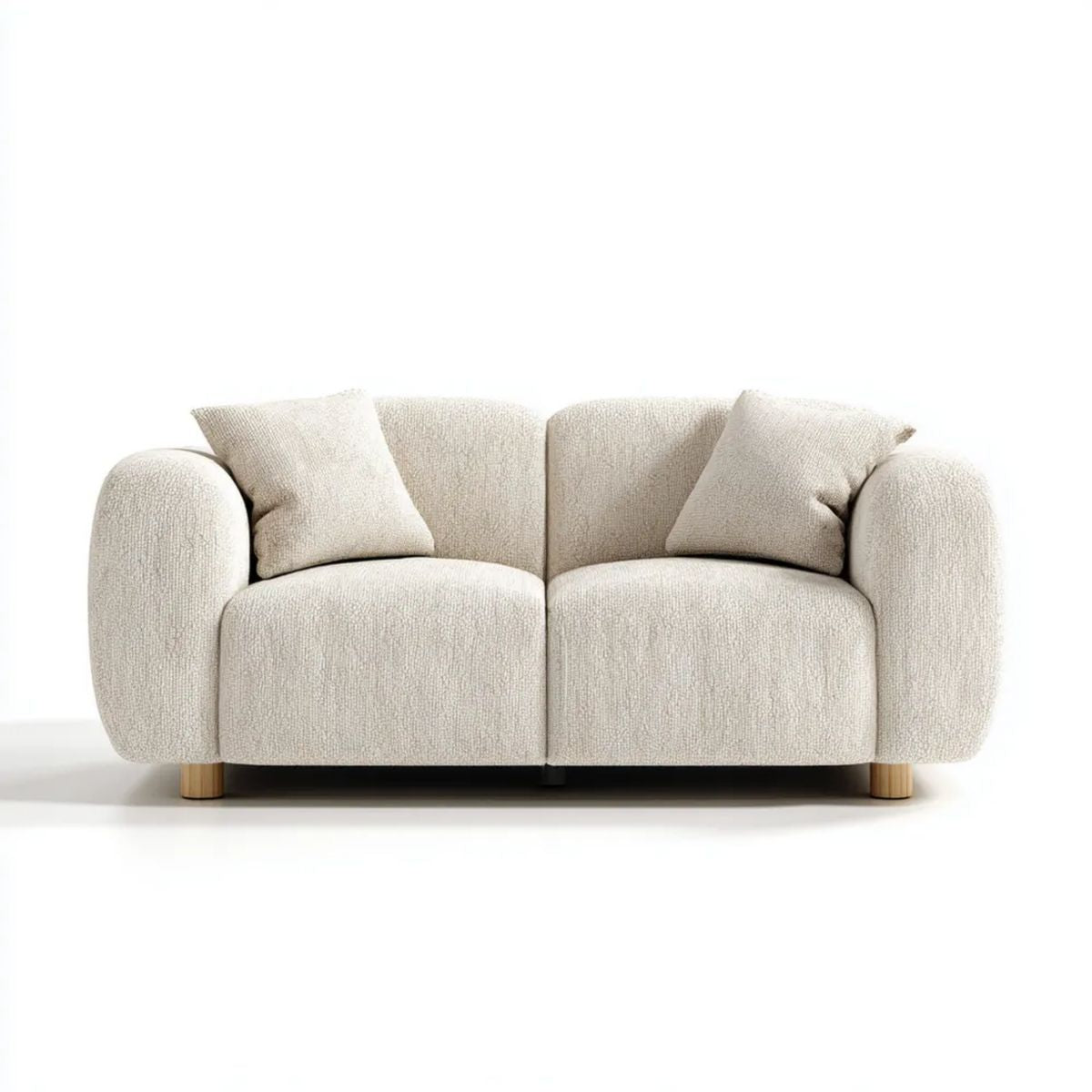 Kremowa sofa dwuosobowa z tapicerką bouclé, 180 × 92 × 78 cm