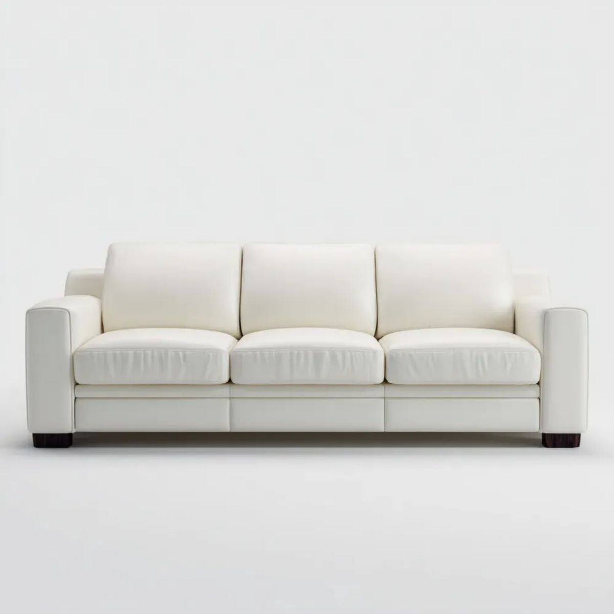 Trzyosobowa sofa ze skóry syntetycznej PU, biała, 220 x 90 x 85 cm