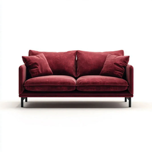 Dwuosobowa sofa z aksamitu bordowa z metalowymi nogami, 180 x 90 x 85 cm