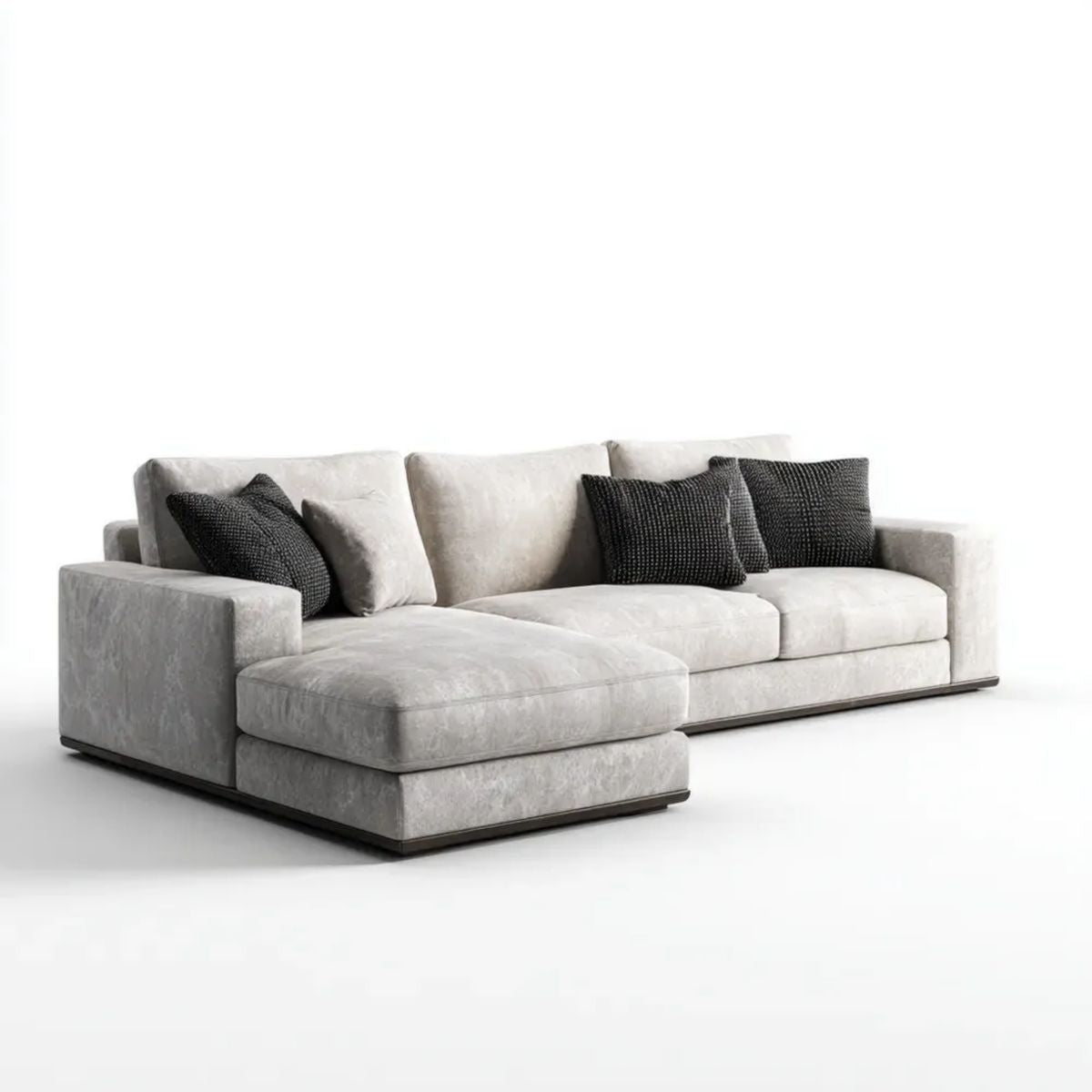 Lewostronna sofa narożna w kształcie L z tapicerką poliestrową, jasnoszara, 285 × 170 × 86 cm