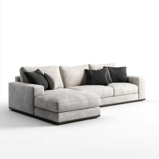Lewostronna sofa narożna w kształcie L z tapicerką poliestrową, jasnoszara, 285 × 170 × 86 cm