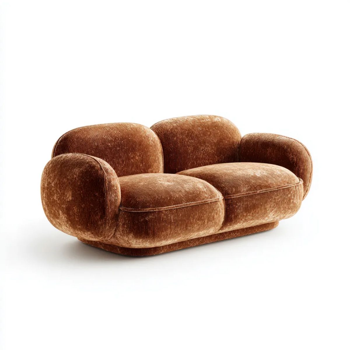 Dwuosobowa sofa brązowa z tkaniny sztruksowej 170 x 90 x 78 cm, zaokrąglona