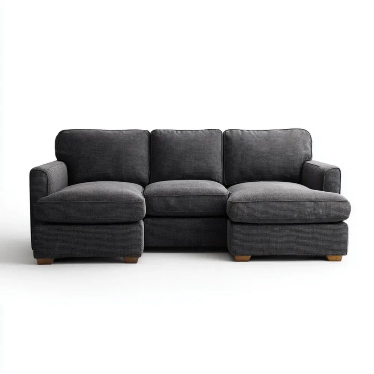 Trzyosobowa sofa grafitowa z tapicerką poliestrową 220 x 95 x 88 cm