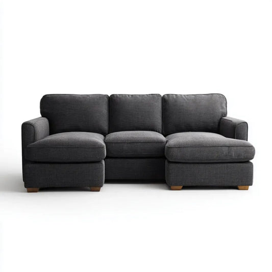 Trzyosobowa sofa grafitowa z tapicerką poliestrową 220 x 95 x 88 cm