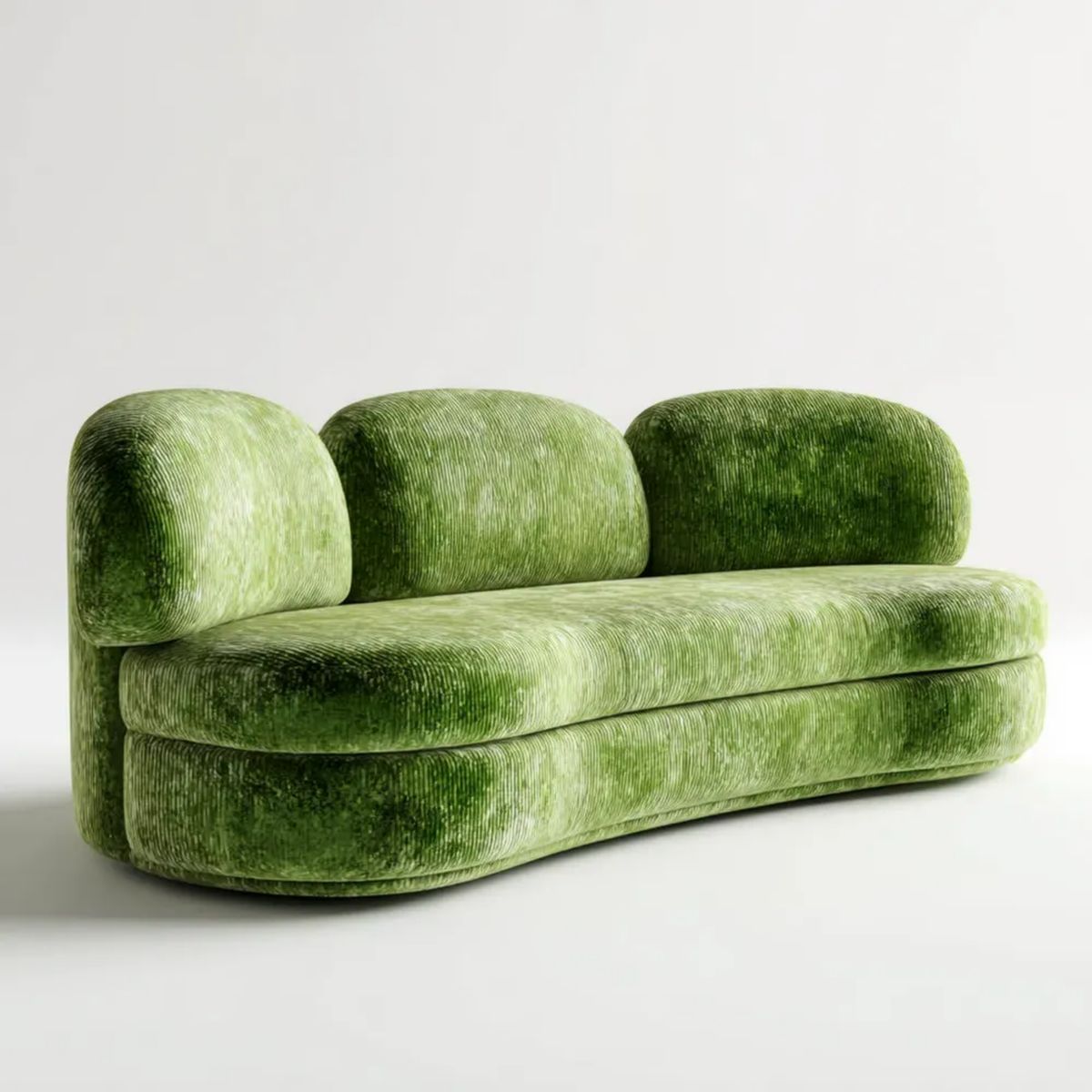 Zielona trzyosobowa sofa z poliestru sztruksowego 220 x 90 x 75 cm