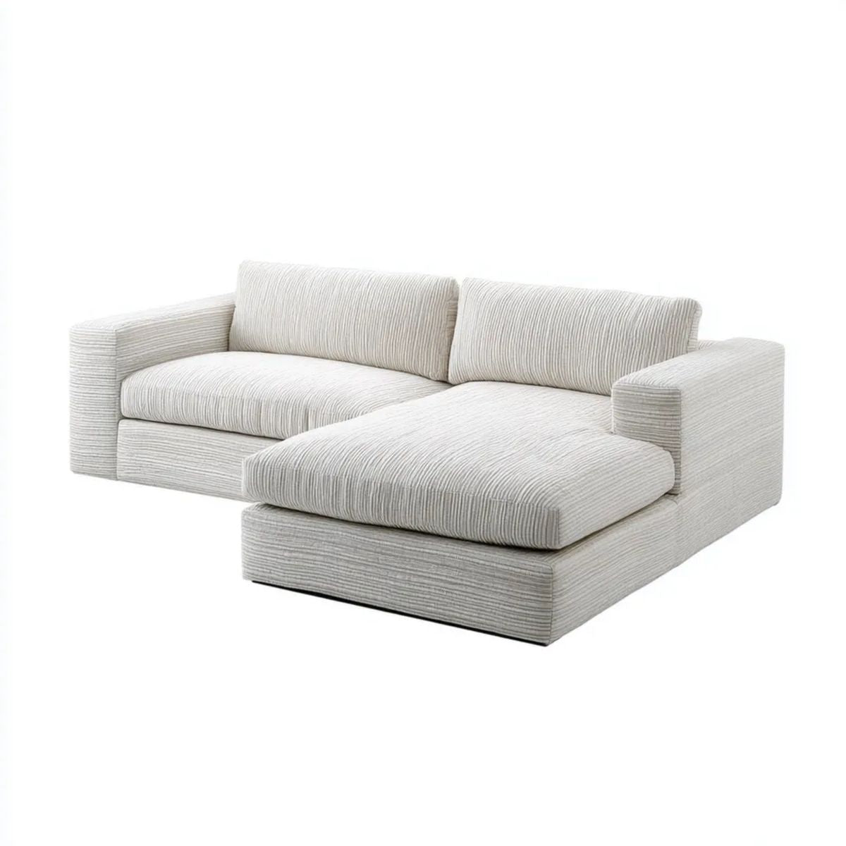 Kremowa sofa narożna z prawostronnym szezlongiem z poliestru 250 x 165 x 75 cm, kształt L