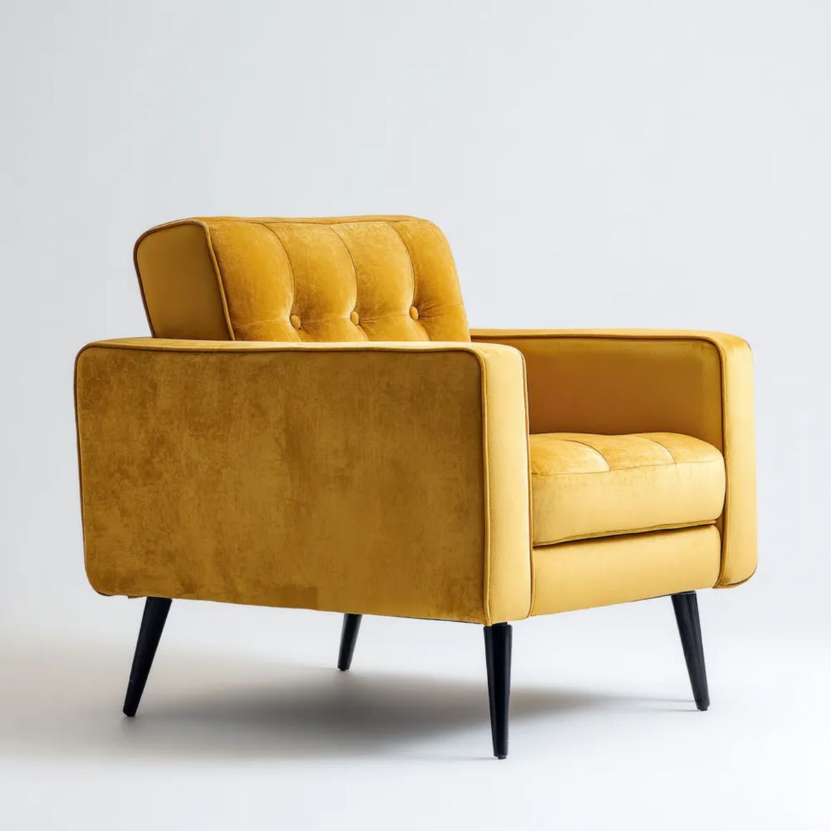 Musztardowy fotel wypoczynkowy z weluru poliestrowego, 83 x 78 x 84 cm