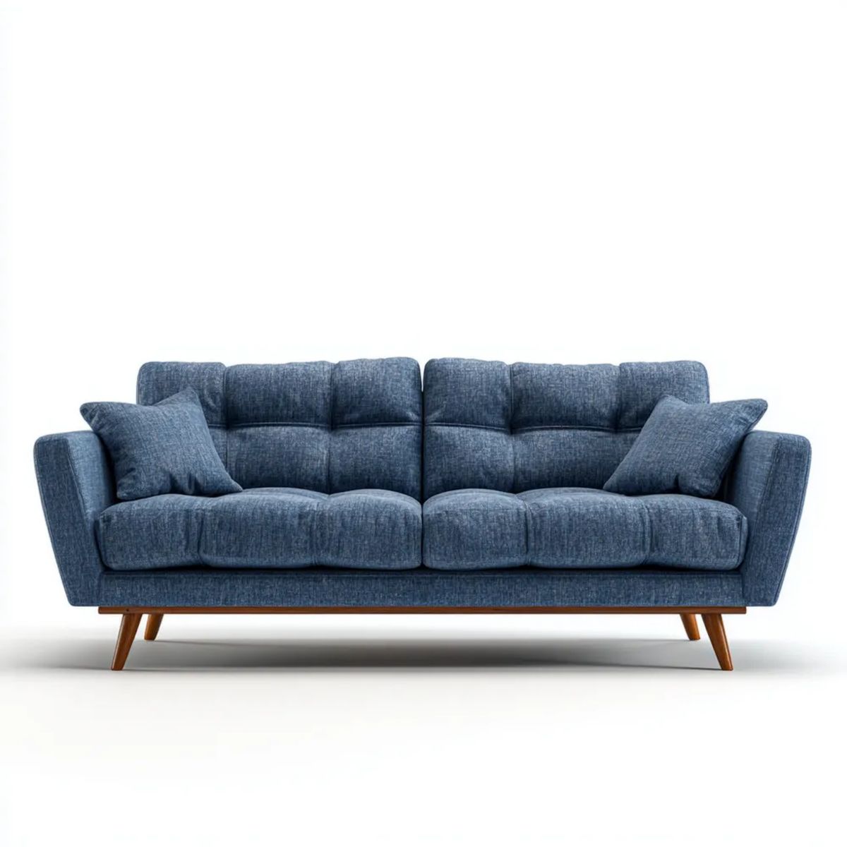 Trzyosobowa sofa granatowa z tapicerką poliestrową 220 x 90 x 88 cm