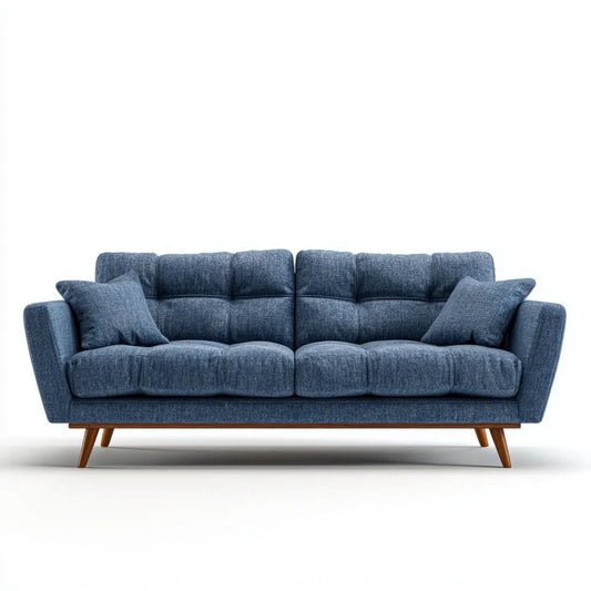 Trzyosobowa sofa granatowa z tapicerką poliestrową 220 x 90 x 88 cm