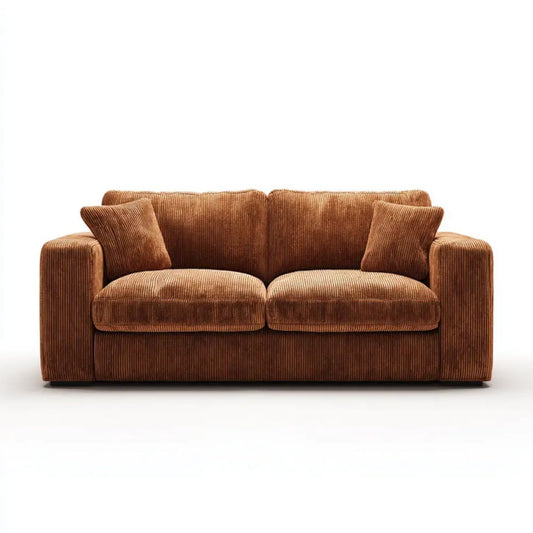 Brązowa dwuosobowa sofa ze sztruksu poliestrowego 180 x 90 x 85 cm