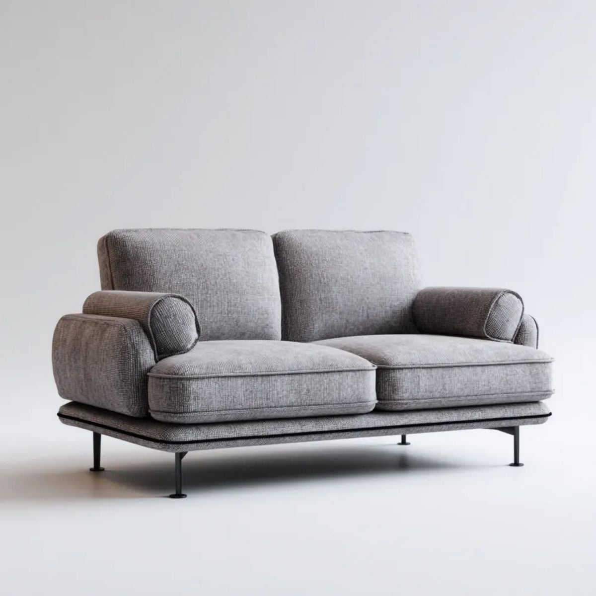 Dwuosobowa sofa tapicerowana tkaniną, szaro-czarna, 180 × 90 × 85 cm