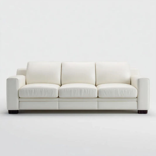 Trzyosobowa sofa ze skóry syntetycznej PU, biała, 220 x 90 x 85 cm